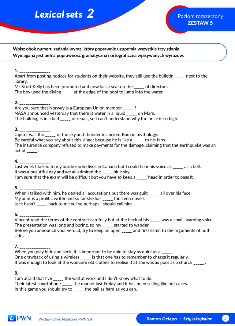 Lexical Sets 2. Matura rozszerzona-6