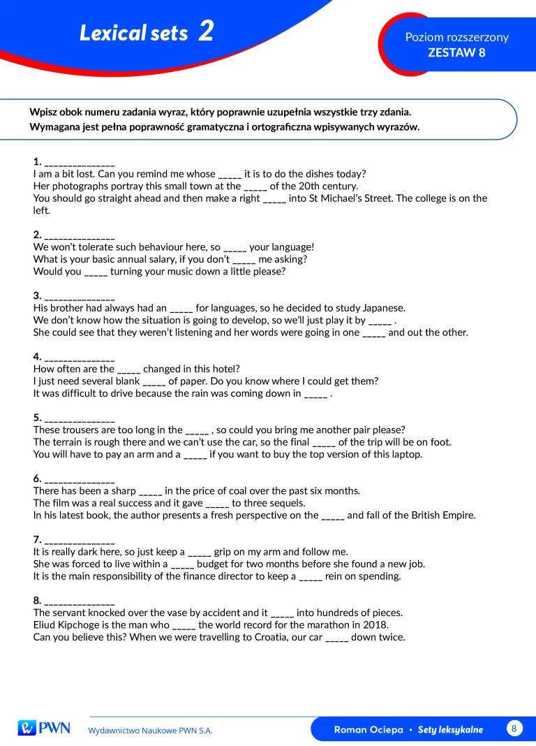 Lexical Sets 2. Matura rozszerzona-9