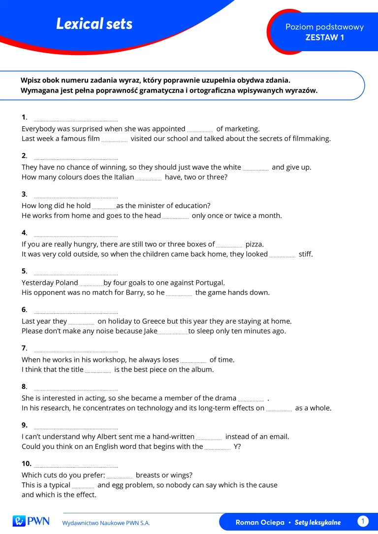 Lexical sets 1-2